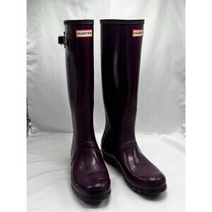 Hunter Original High Gloss Purple Tall Waterproof Rain Boot Sz 9 Fall Winter